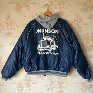 Vintage 80s King Louie Bomber Jacket | Munson Transportation Union Made | XL